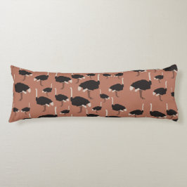 ダチョウイラストレーション模様 ボディピロー