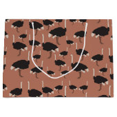 ダチョウイラストレーション模様 ラージペーパーバッグ (正面)