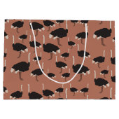 ダチョウイラストレーション模様 ラージペーパーバッグ (裏面)