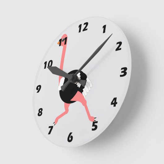 ダチョウ柄デザイン ラウンド壁時計 (傾斜)