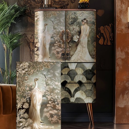 ダチョウ白エテリアアートデコ装飾フローラ 薄葉紙