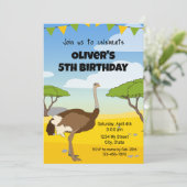 ダチョウ誕生日招待状 招待状 (スタンド正面)