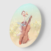 ダチョウ遊のチェロ ラージ壁時計 (傾斜)