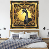 ダチョウ金ゴールド装飾枠 キャンバスプリント (インサイチュ (寝室))