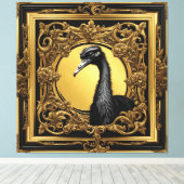 ダチョウ金ゴールド装飾枠 キャンバスプリント (インサイチュ (ウッドフロア))