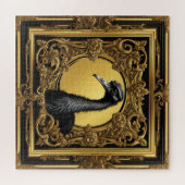 ダチョウ金ゴールド装飾枠 ジグソーパズル (横)