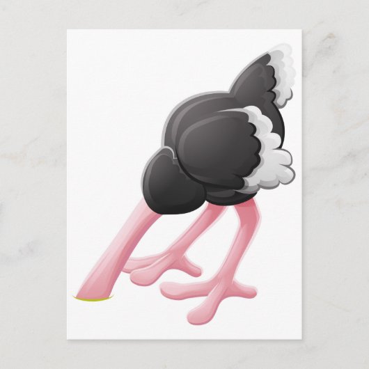 ダチョウ頭埋め漫画のキャラクター ポストカード (正面)