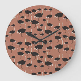 ダチョウ鳥イラストレーション図  ラージ壁時計