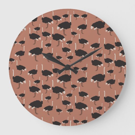 ダチョウ鳥イラストレーション図  ラージ壁時計 (正面)