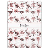 ダチョウ、カンガルー、ヤシの木のパターン クリップボード (裏面)