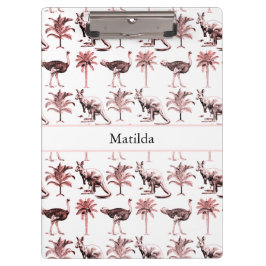 ダチョウ、カンガルー、ヤシの木のパターン クリップボード