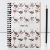 ダチョウ、カンガルー、ヤシの木のパターン ノートブック