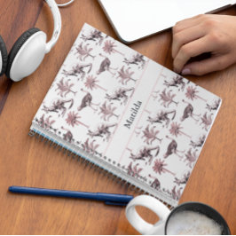 ダチョウ、カンガルー、ヤシの木のパターン ノートブック