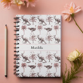 ダチョウ、カンガルー、ヤシの木のパターン ノートブック