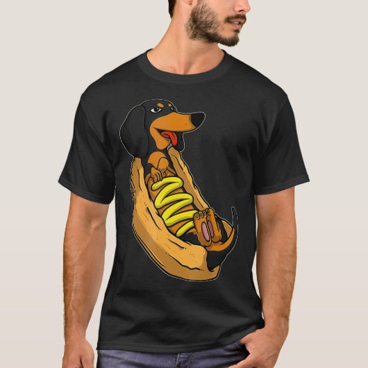 ダッおもしろいシュントウインナソーセージソーセージ犬 Tシャツ (正面)