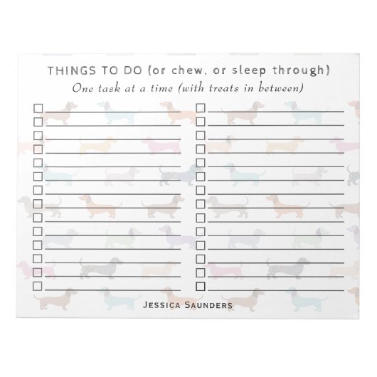 ダッおもしろいシュントカラフルソーセージ犬の行う事 ノートパッド (正面)