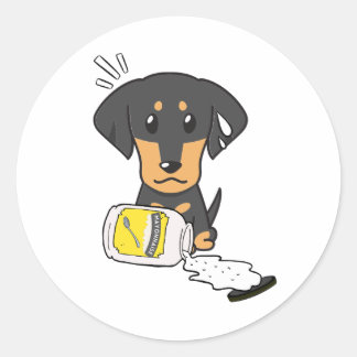 ダッおもしろいシュント犬がマヨネーズをこぼした ラウンドシール