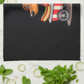 ダッおもしろいシュント犬ホットドッグサンドイッチウインナソーセージソーセージ キッチンタオル (折り畳み)