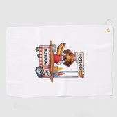 ダッおもしろいシュント犬ホットドッグサンドイッチウインナソーセージソーセージ ゴルフタオル (横)