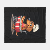 ダッおもしろいシュント犬ホットドッグサンドイッチウインナソーセージソーセージ フリースブランケット (正面(横))