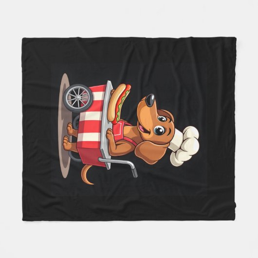 ダッおもしろいシュント犬ホットドッグサンドイッチウインナソーセージソーセージ フリースブランケット (正面(横))