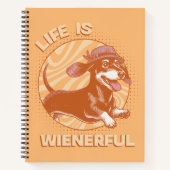 ダッおもしろいシュント「人生は気短い」レトロカラー ノートブック (正面)