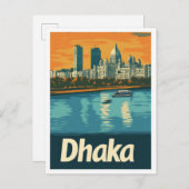 ダッカバングラディッシュアートヴィンテージトラベルイラストレーション ポストカード (正面/裏面)