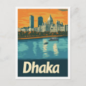 ダッカバングラディッシュアートヴィンテージトラベルイラストレーション ポストカード (正面)
