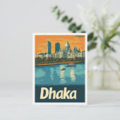 ダッカバングラディッシュアートヴィンテージトラベルイラストレーション ポストカード (スタンド正面)