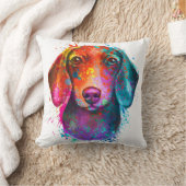 ダッカラフルシュントドッグアートイラストレーション クッション (ブランケット)