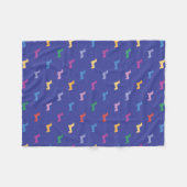 ダッカラフルシュント模様（青） フリースブランケット (正面(横))