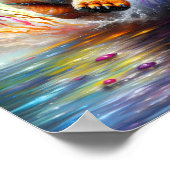 ダッカラフルシュンドレインボー（ばちゃばちゃ）跳ねるウェナードッグ ポスター (角)