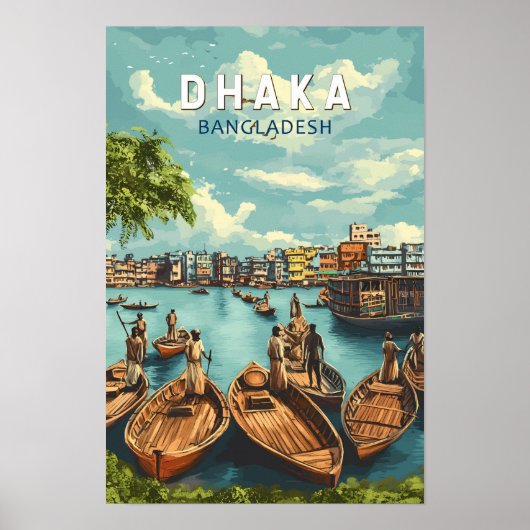 ダッカ バングラデシュ イラスト 旅行 アート ヴィンテージ ポスター (正面)