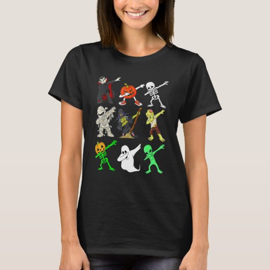 ダッキングおもしろ骸骨ゾンビ吸血鬼ゴーストダンス Tシャツ (正面)