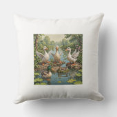 ダッキングキュート：白い枕とクッキンググッドデシ クッション (裏面)