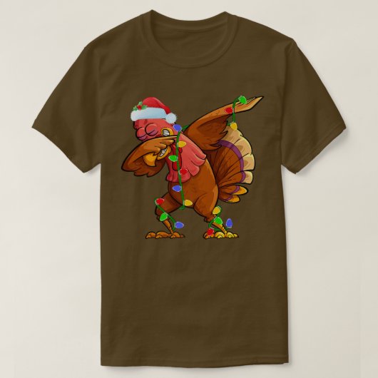 ダッキングターキーバードクリスマスライト面白いサンタターキー Tシャツ (デザイン正面)