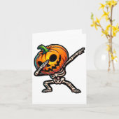 ダッキングハロウィンスケルトン少年たち、トリックオアトリート、面白い カード (黄色い花)