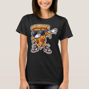 ダッキングピザスライス ファングラフィックTシャツ - 食品愛好家のための Tシャツ