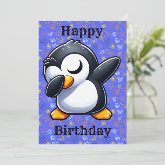 ダッキングペンギンの誕生日カード 招待状 (スタンド正面)