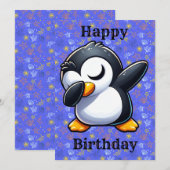 ダッキングペンギンの誕生日カード 招待状 (正面/裏面)