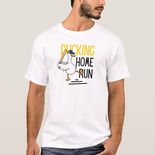 ダッキング ファニー ベースボール アヒル Tシャツ (正面)