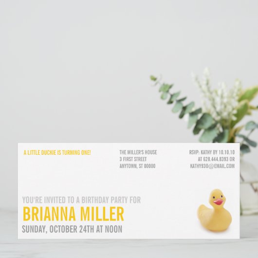 ダッキーの低俗な誕生日のパーティの招待状 招待状 (スタンド正面)