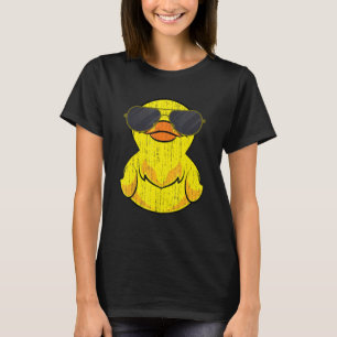 ダッキーサングラスカッコいいダックリングおもしろいダッキー(アヒルちゃん)ゴム Tシャツ