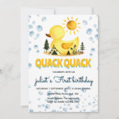 ダッキー（アヒルちゃん）イエローラバーガモ誕生日招待状 招待状 (正面)