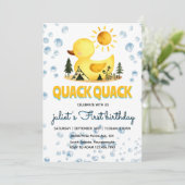 ダッキー(アヒルちゃん)イエローラバーガモ誕生日招待状 招待状 (スタンド正面)