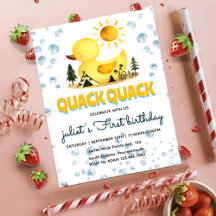 ダッキー（アヒルちゃん）イエローラバーガモ誕生日招待状