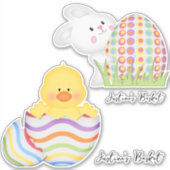 ダッキー(アヒルちゃん)&バニーイースターエッグバスケットシール シール (正面)