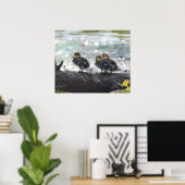 ダッキー(アヒルちゃん)プリント縁どなし-24x20その他のサイズ利用可能 ポスター (ホームオフィス)