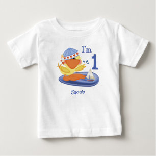 ダッキー（アヒルちゃん）ボーイ1歳ベビーTシャツ ベビーTシャツ