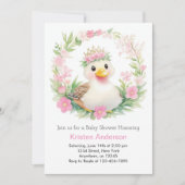 ダッキー（アヒルちゃん）疑問に思：女の子のための赤ん坊シャワー 招待状 (正面)